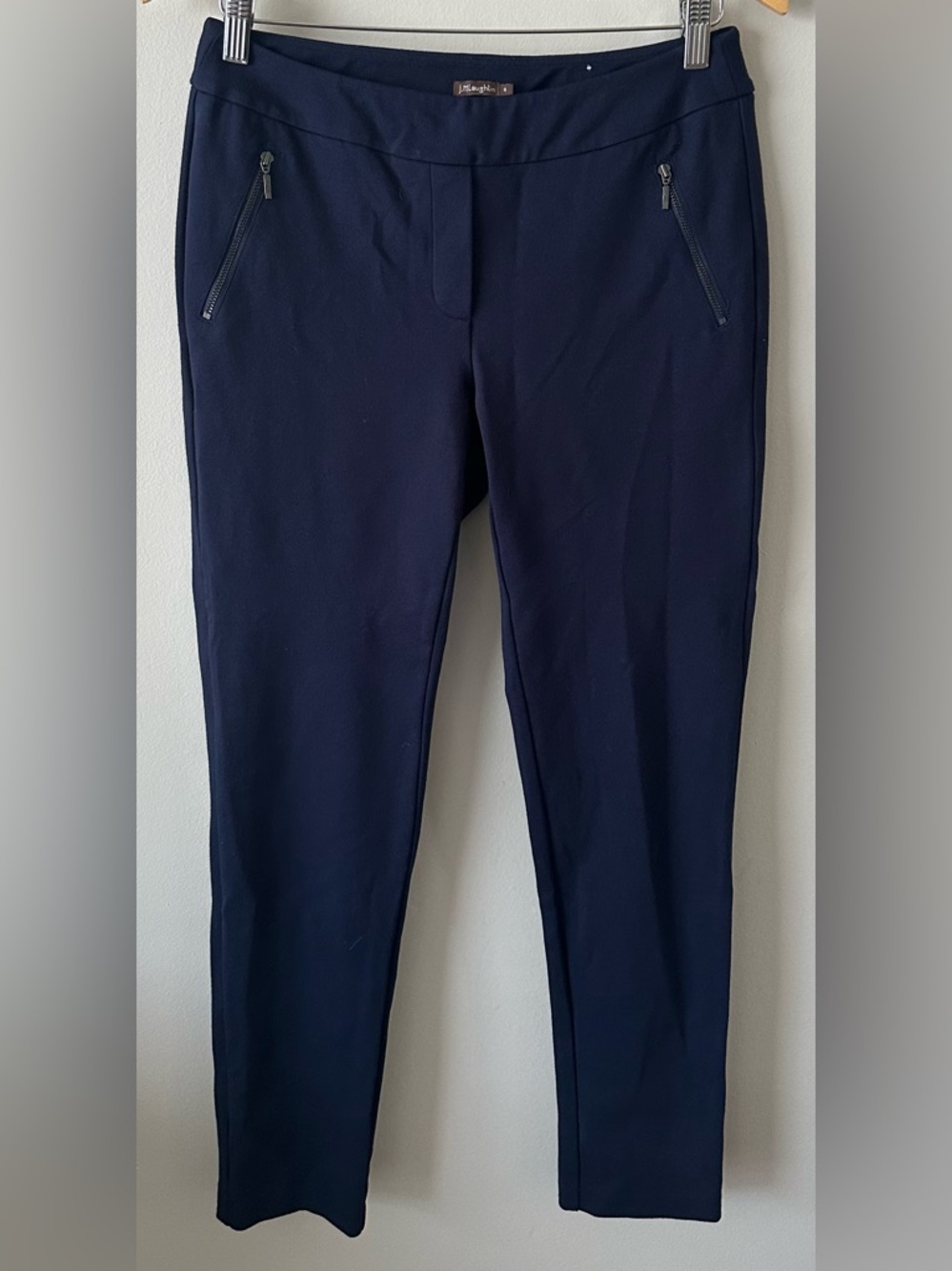 J. McLaughlin Ross Ponte Knit Pants Women’s Size 4 Zip Pockets Pull On Navy